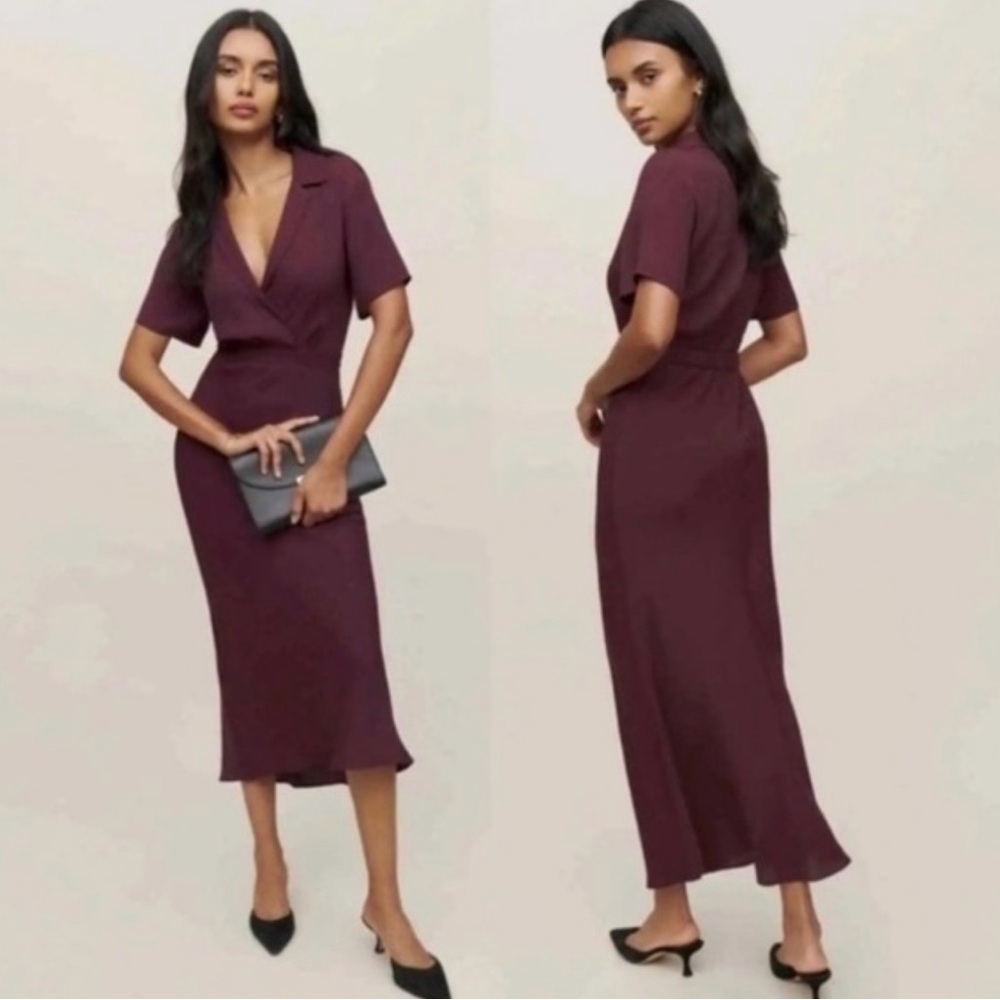 NWT REFORMATION Danika Midi Dress in Plum size small reg $278